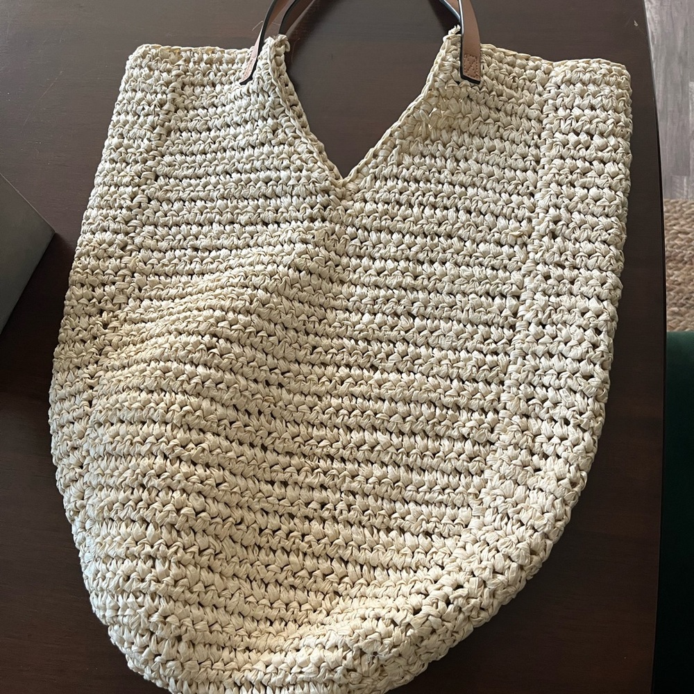 Banana Republic Tan Modern Straw Tote